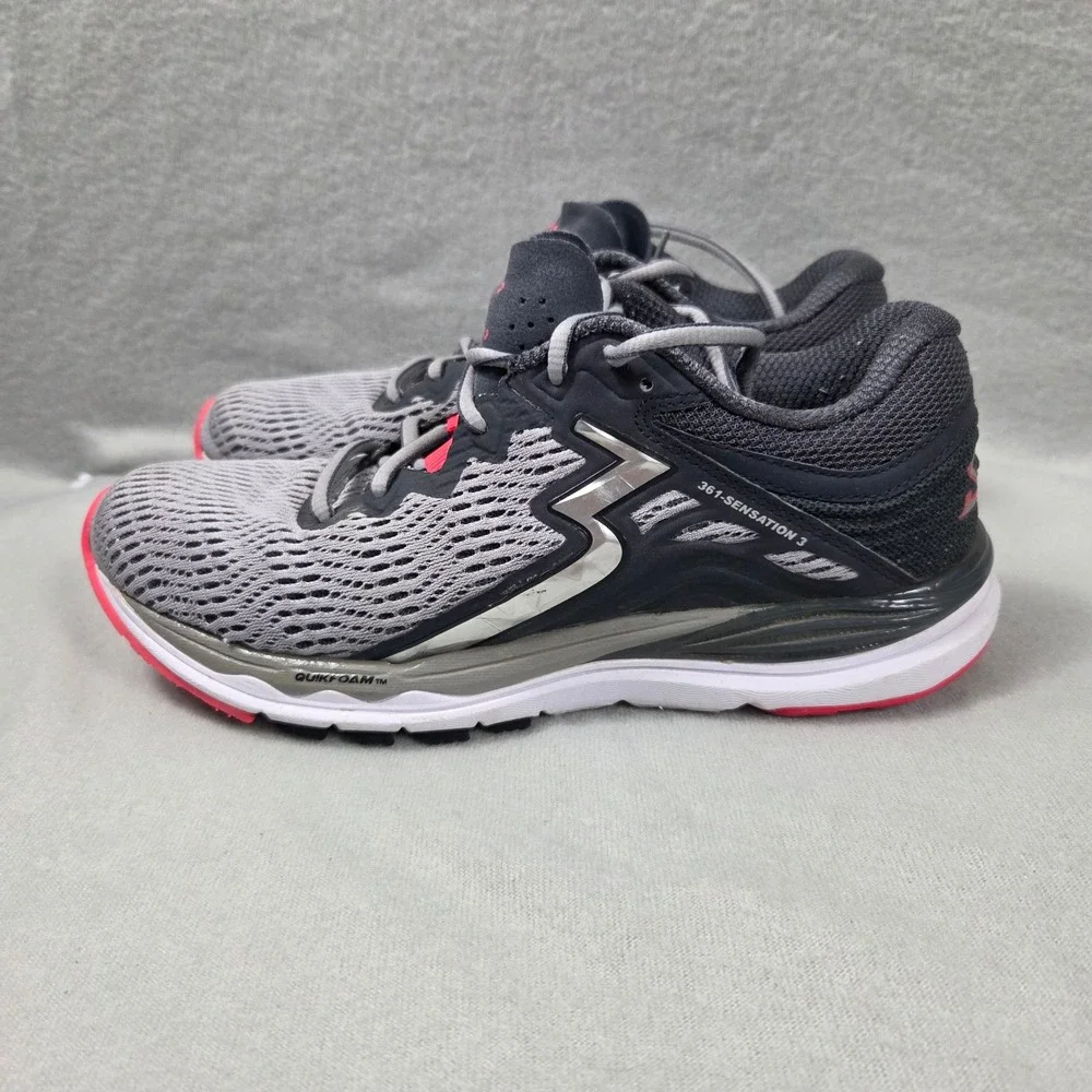 361 Degrees Sensation 3 Womens Running Shoes Grey Pink Y852-0607 US 7